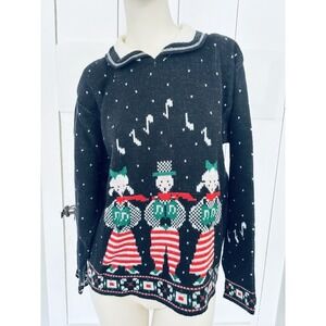 Vintage Lindsey Blake Carolers Ugly Christmas Sweater Womens Large Granny Retro
